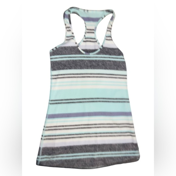 Lululemon Racerback Tank – Blue, White & Heathered Stripe – Size 4 - Picture 1 of 2